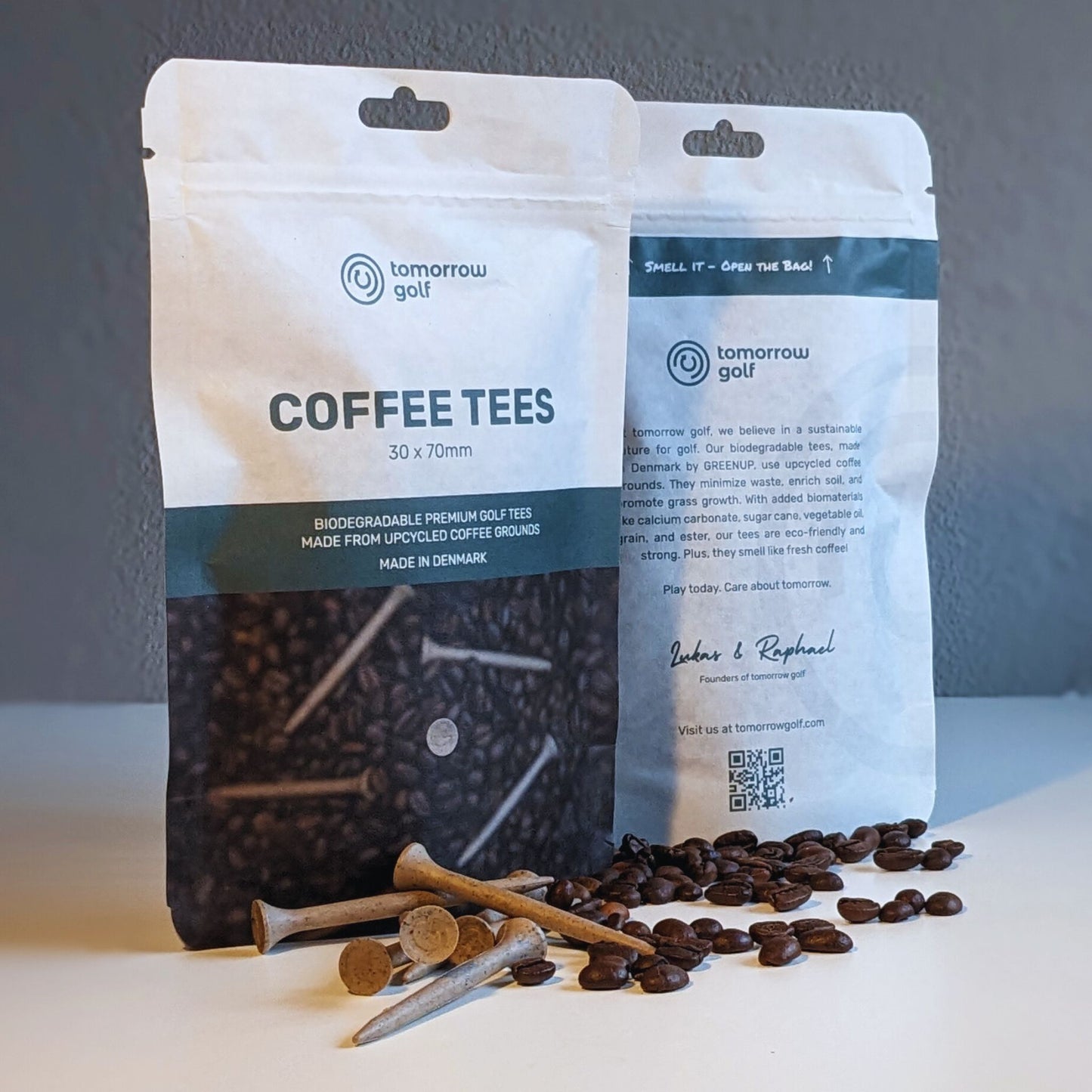 TRIPLE PACK - Coffee Golf Tees 70mm - Front and Back