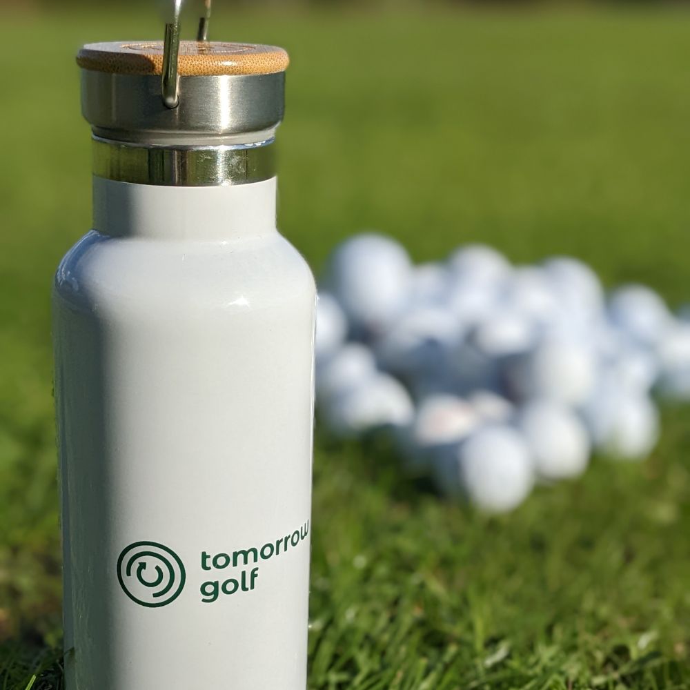 tomorrow golf reusable water bottle front