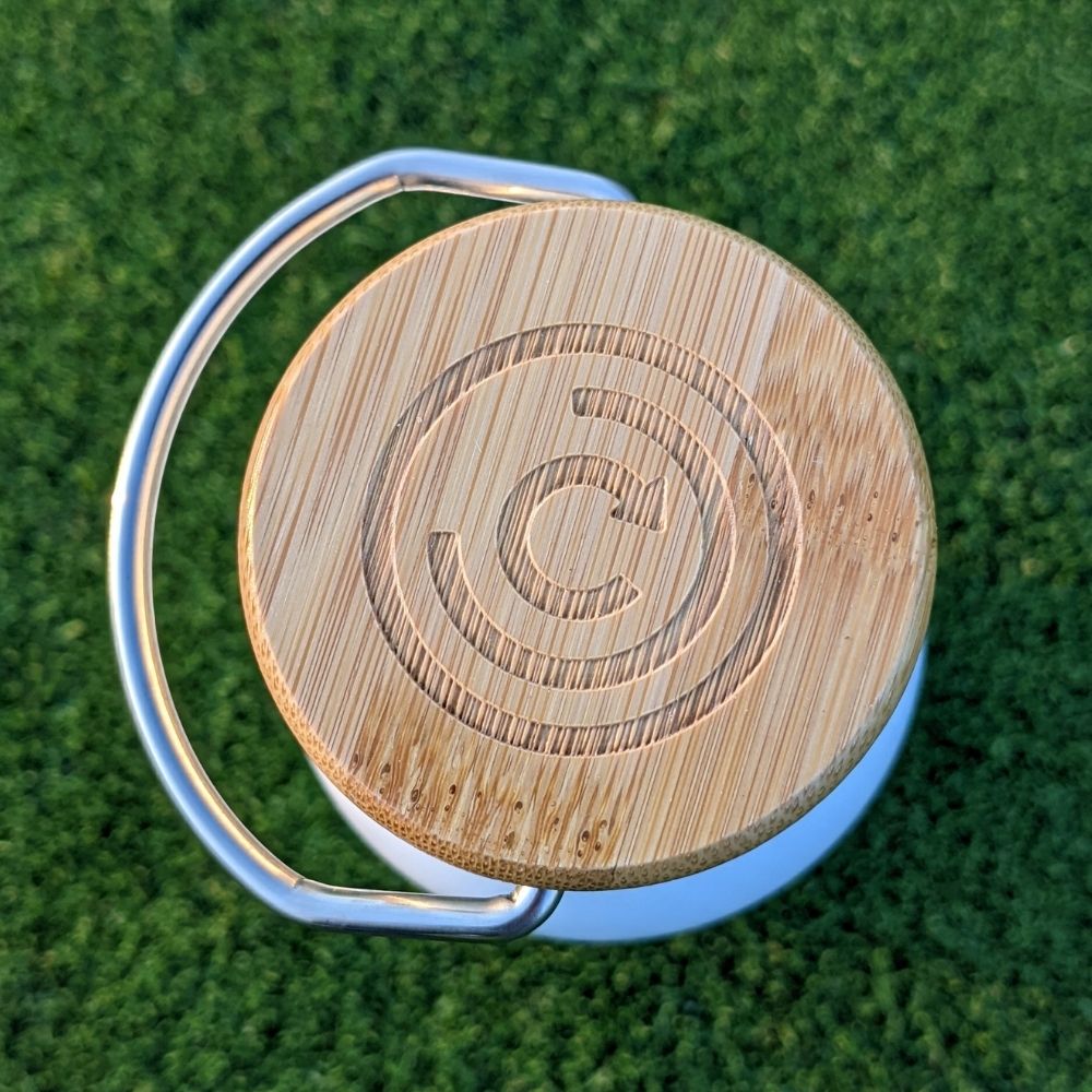 tomorrow golf reusable water bottle bamboo lid